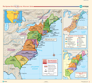 Thirteen Colonies History Map