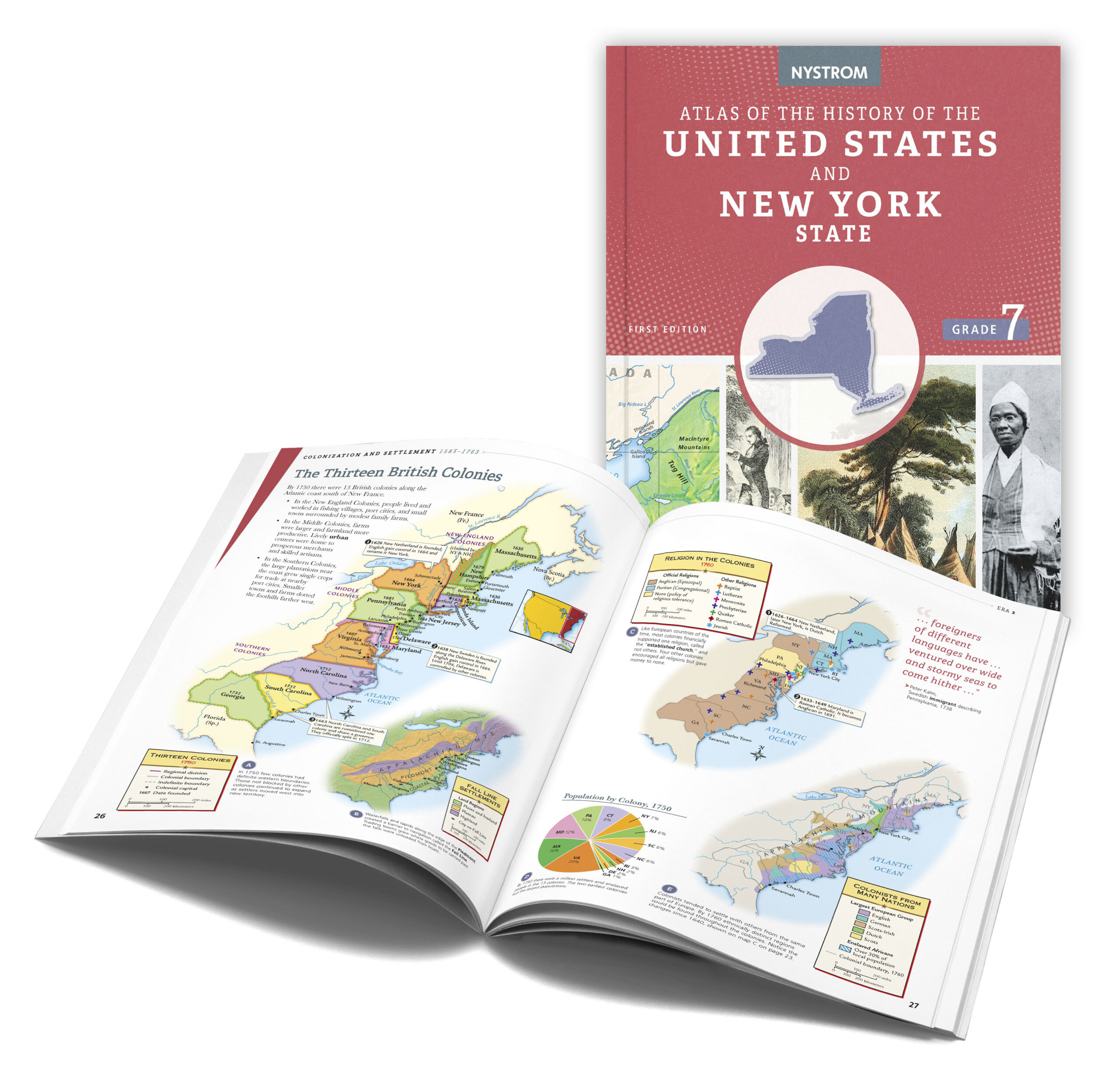 Atlas of the History of the US and NY cover and inside spread