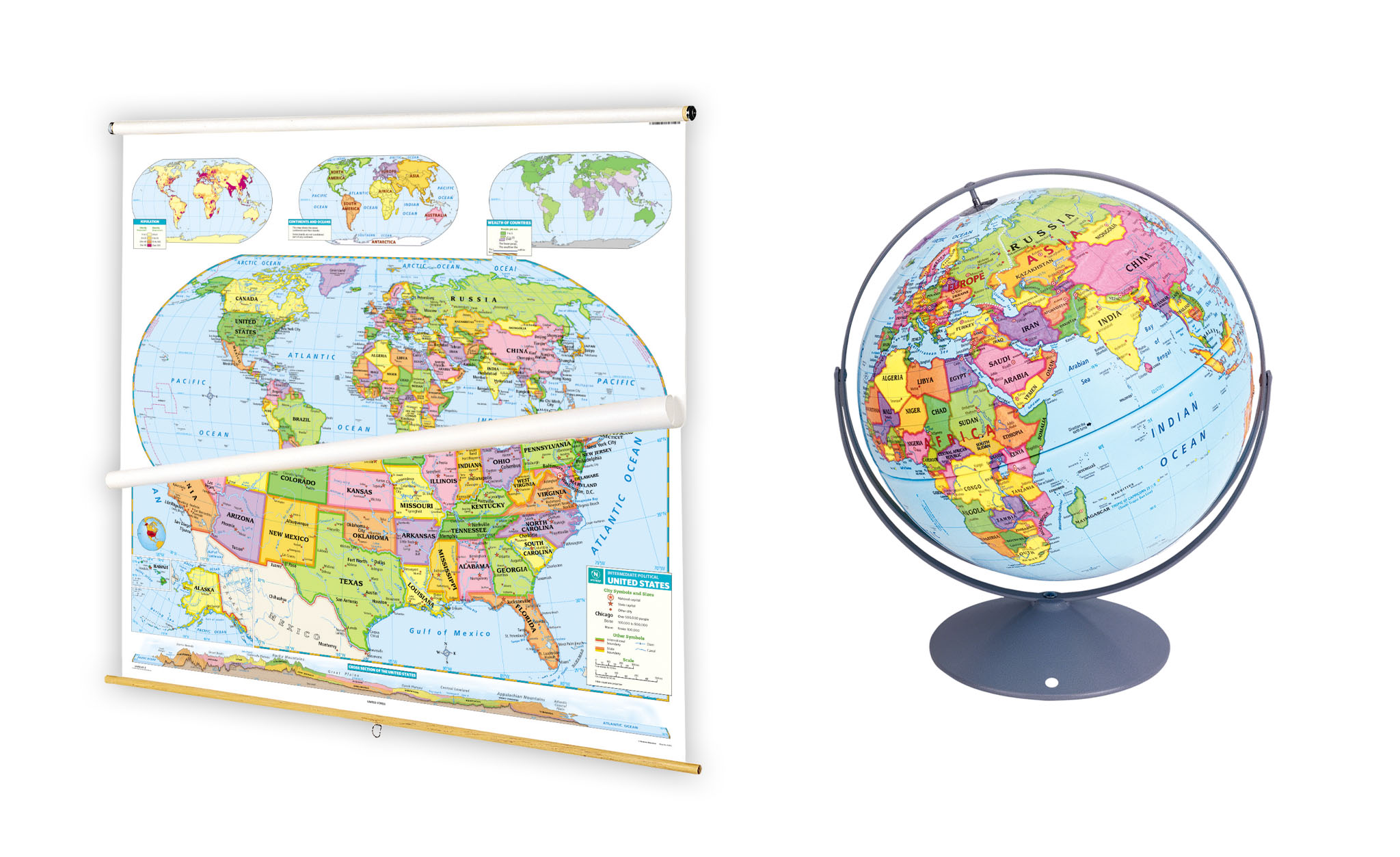 Intermediate Political Map and Globe Kit